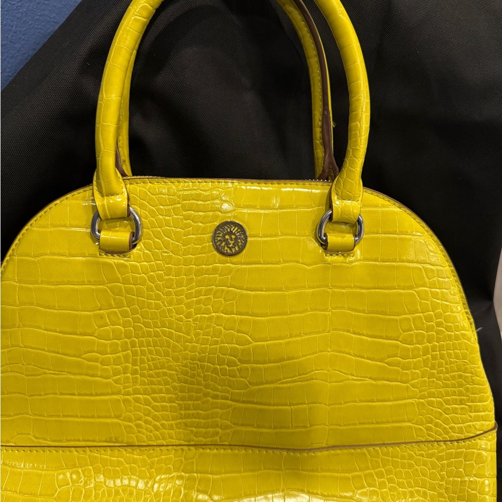 Anne Klein Yellow Croc-Embossed Satchel